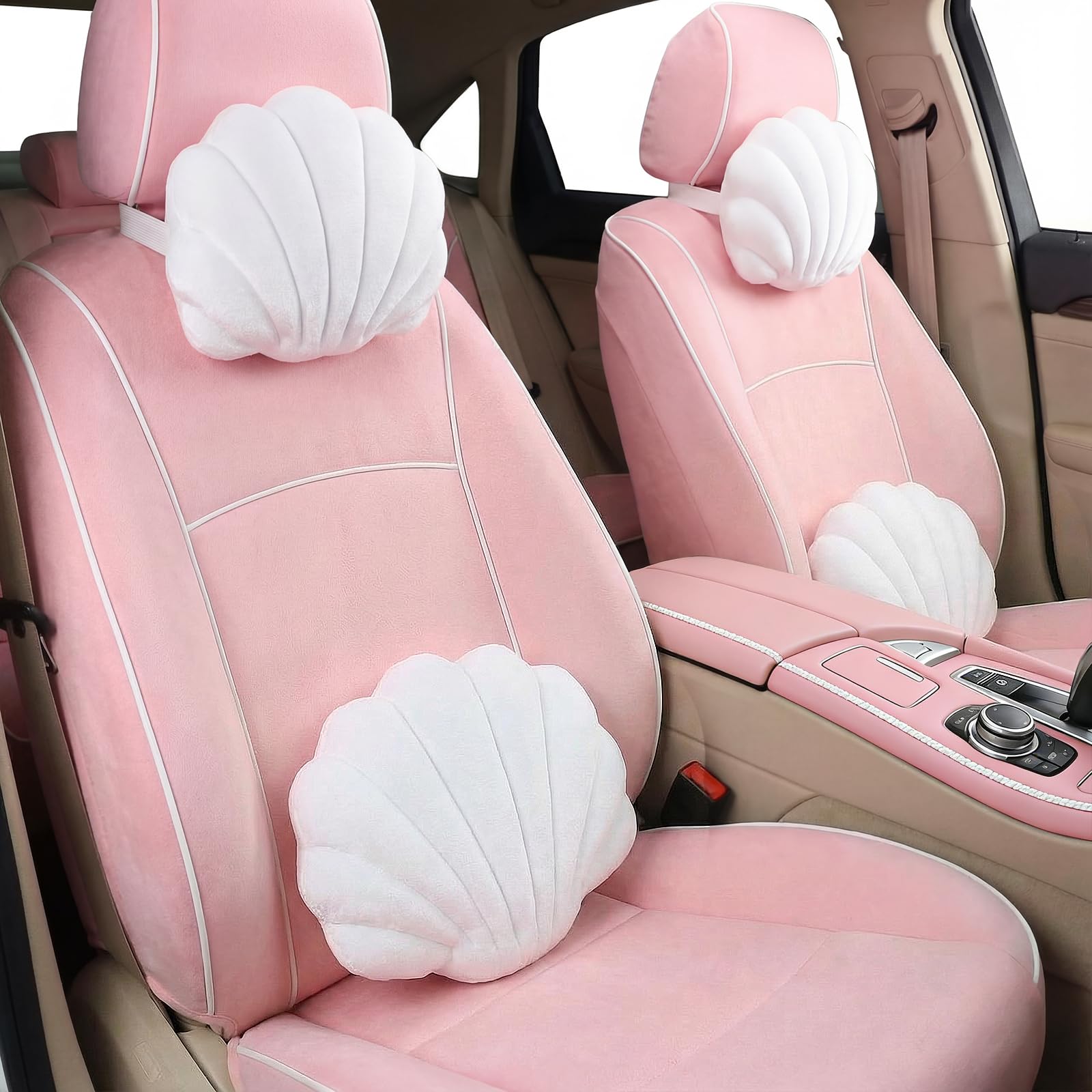 Travel Accessories Comfort - Pink Seashell-Shaped Car Headrest And Lumbar