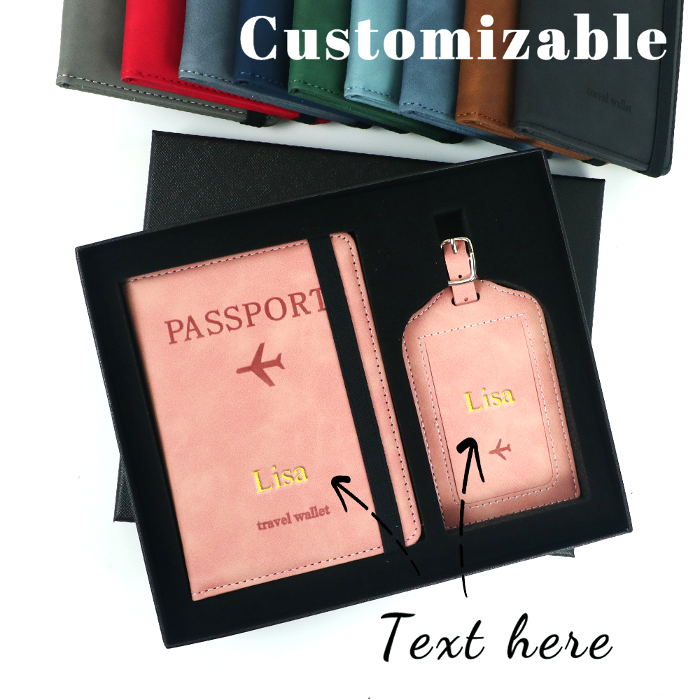 Travel Accessories Personalised - Customized name PU leather passport case