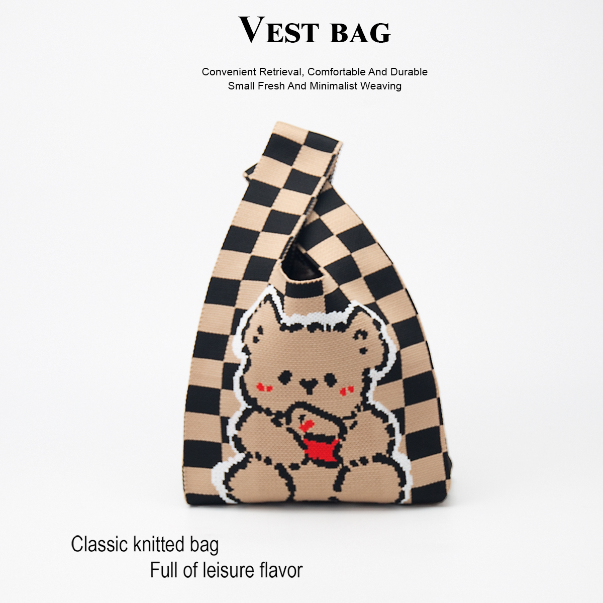 Travel Accessories 2022 - Cute Knitted Handbag for Girls, Large