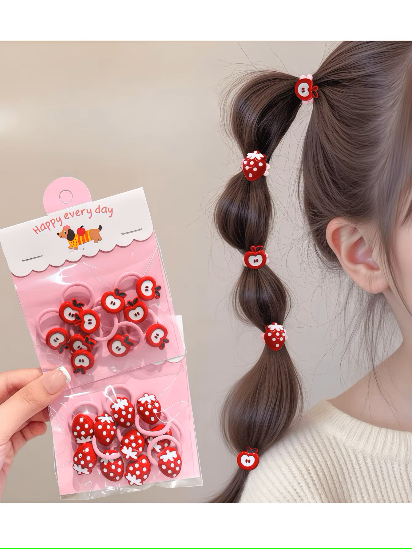 Travel Accessories For 6 Year Old - 10/20pc Cute Strawberry & Apple Hair