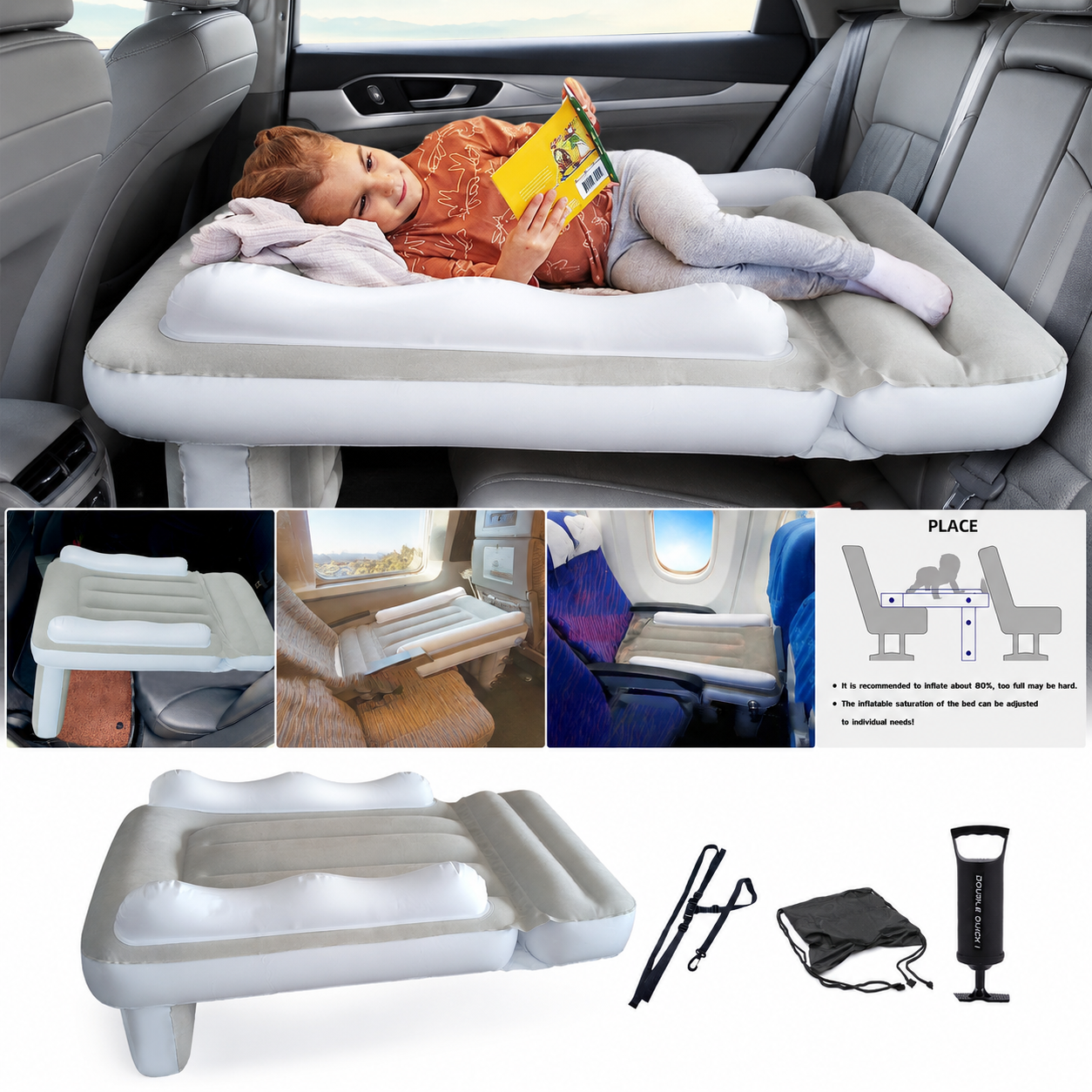 Travel Accessories Comfort - Inflatable Kids Car Travel Bed Rear