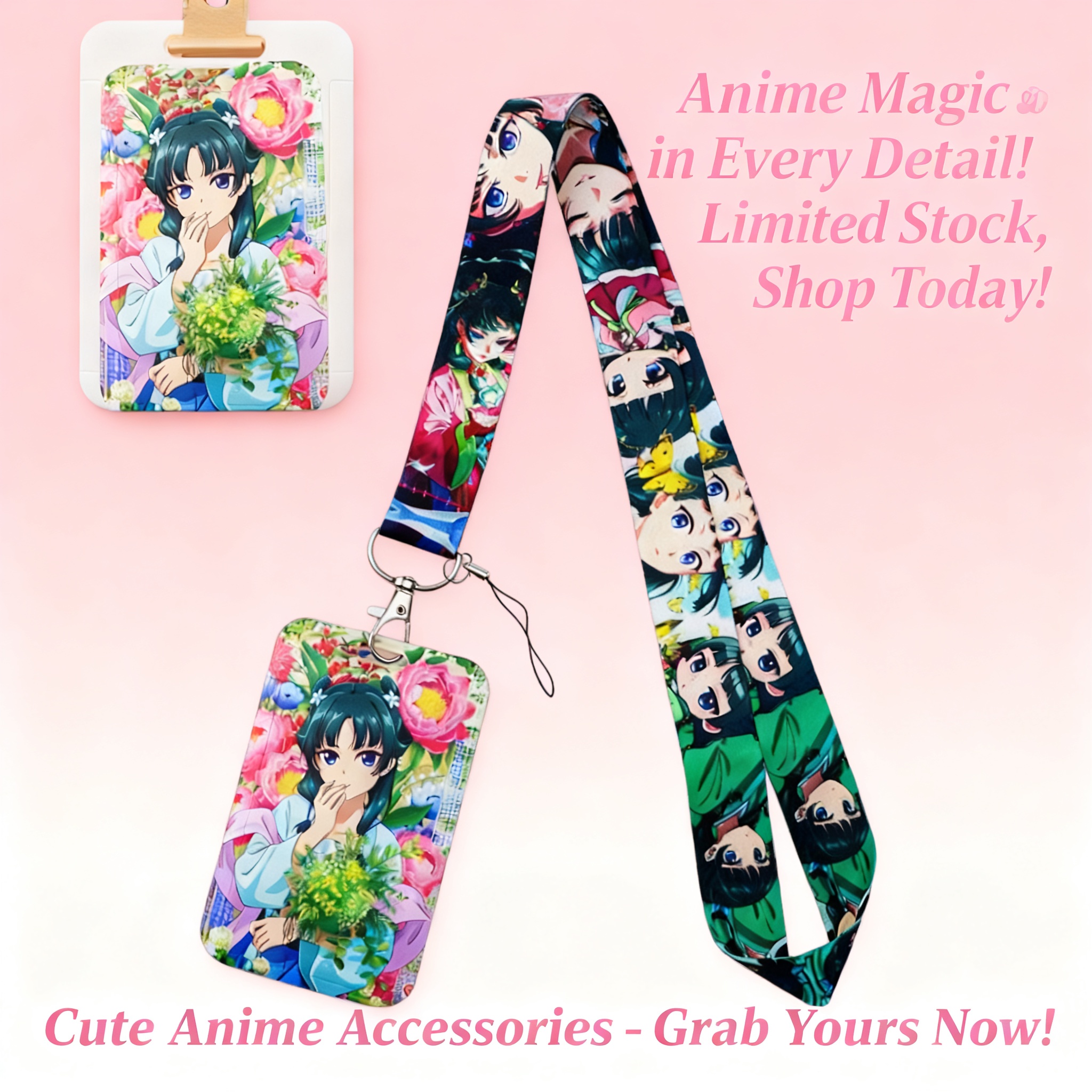 Travel Accessories Logo - Cute Anime Girl Lanyard Neck Strap