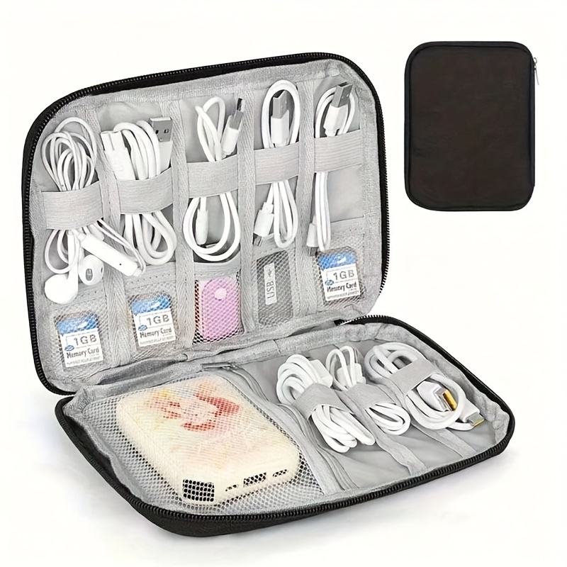 Travel Accessories Gear - Travel Cable Organizer Case: 1pc, Multi-Pocket,