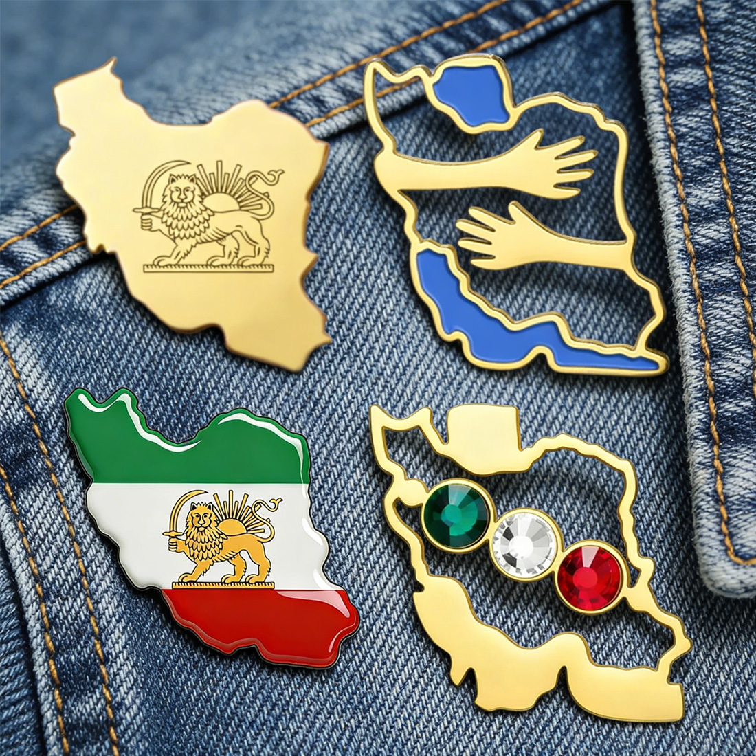 Travel Accessories Gear - Dawapara Iran Map Shape Brooch Pins