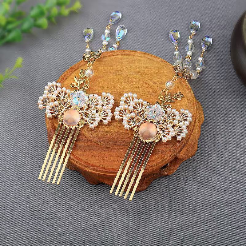 Travel Accessories Aesthetic - Hanfu Versatile Hair Comb, Golden Hairpin,