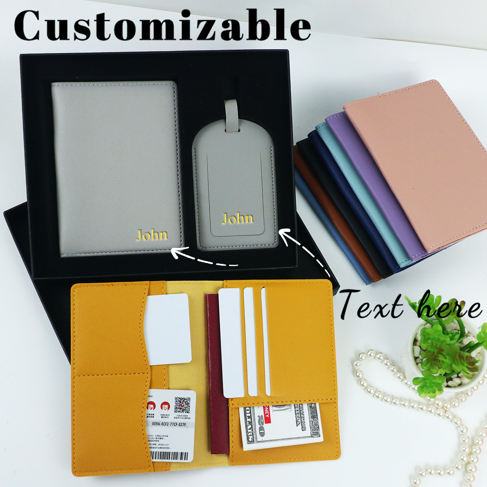Travel Accessories Personalised - Customized name PU leather passport case